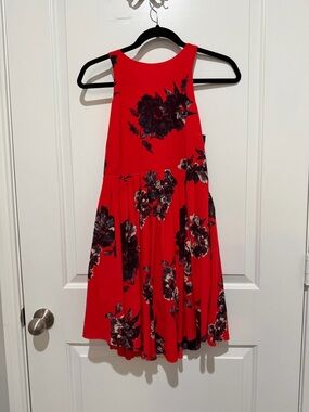 Free People Red Floral Midi Dress